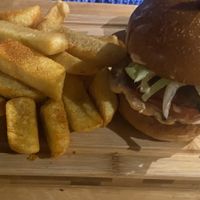 Burger + delicious chips   at Cafe Van Gogh in South West London