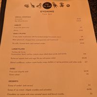 Evening menu for 1 March 2024 at Cafe Van Gogh in South West London