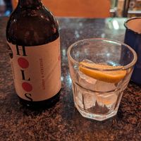 HOLS kombucha, ginger and hibiscus flavor  at Cafe Van Gogh in South West London