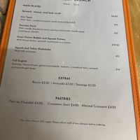 Saturday brunch menu  at Cafe Van Gogh in South West London