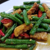 Stir fried long beans with tempe at Cheerful Cafe in 