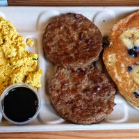 The kind slam with blueberry banana pancakes! at Choices Cafe in Miami