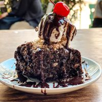 Brownie and ice cream at Vegamo Centro in Mexico City