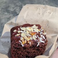 Chocolate brownie at Vegamo Centro in Mexico City