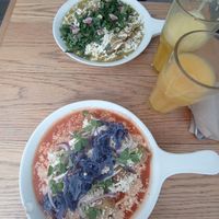 Green & red enchiladas at Vegamo Centro in Mexico City
