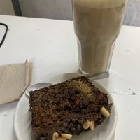 Panqué + latte frío   at Vegamo Centro in Mexico City