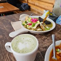 Matcha latte at Vegamo Centro in Mexico City