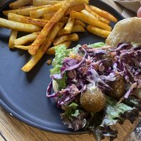 Falafel burger 🍔 🧆   at Vegamo Centro in Mexico City