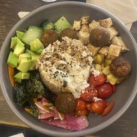 Buddha bowl + falafels   at Vegamo Centro in Mexico City