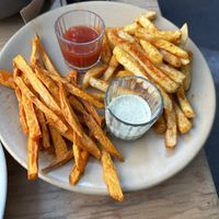 French fries and sweet potato fries   at Vegamo Centro in Mexico City