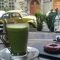 matcha latte  at Vegamo Centro in Mexico City