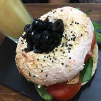 Breakfast bagel at Vegamo Centro in Mexico City