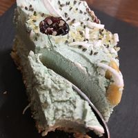 Super creamy matcha (no)cheesecake at Vegamo Centro in Mexico City