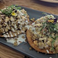 Esquites on buñuelo at Vegamo Centro in Mexico City
