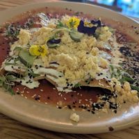 Enchiladas with red sauce at Vegamo Centro in Mexico City