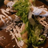 Flautas with mole at Vegamo Centro in Mexico City