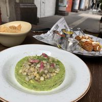 Corn guacamole and corndogs at Vegamo Centro in Mexico City