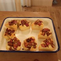 Heart-shaped apple cake straight from the oven! at Babel Cafe in Osaka