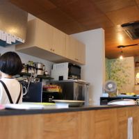 Solum Cafe: the chef prepares the food behind the counter as you watch! at Solum Cafe in Kyoto