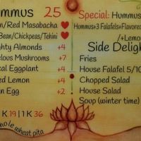 Menu at The Hummus of Tahini in Jerusalem