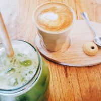 Warrior Juice and Cafe Latte with Almond Milk at Sister Srey Cafe in Siem Reap