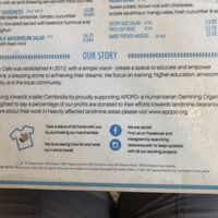 Bottom of menu at Sister Srey Cafe in Siem Reap