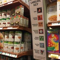 Labeling keys posted in grocery section and by the pastry case.  at Good Earth Natural Foods in Mill Valley