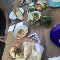 Big Vegan tapas selection, drinks, tea and soups   at Kanaan in Berlin