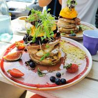 Beautiful stack of pancakes at Speedo's Cafe in Bondi Beach
