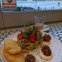 Vegan option "Gen Y" with hash browns at Speedo's Cafe in Bondi Beach