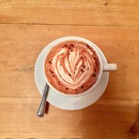 Homemade hot chocolate with soy milk at Cafe au Lait in Bath