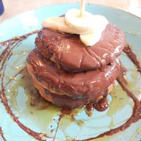 The chocolate and banana vegan pancakes  at Cafe au Lait in Bath