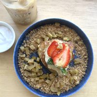 Apple strudel pancake with cashew cheeze  at Pearth Organic Kitchen in West Leederville