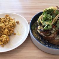 Mushrooms on Toast with a side of Scrambled Tofu at Pearth Organic Kitchen in West Leederville