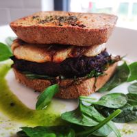 Black bean and sweet potato patty toastie at Pearth Organic Kitchen in West Leederville