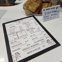 menu and yuzu-mango mochi at Juicy Brew - Makiki in Honolulu