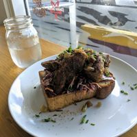 Chicken-fried pumpkin with coleslaw on toast at Juicy Brew - Kaimuki in Honolulu