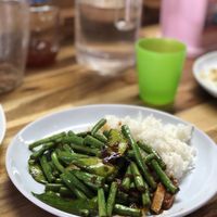 Vegan salted fish with beans and curry at Happy Mushroom - Food Stall in Chiang Mai