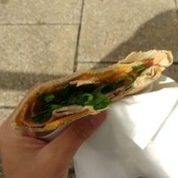 Vegan crêpe: ham n cheese, spinach and apple butter at FlipnFast in Newcastle Upon Tyne
