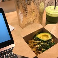 working breakfast at Rabbits Cafe in Portland