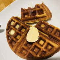 Corn meal waffle, so good!   at Rabbits Cafe in Portland