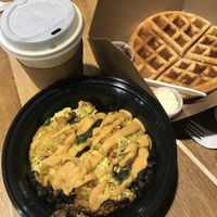 Breakfast Bean Scramble = satisfying  at Rabbits Cafe in Portland