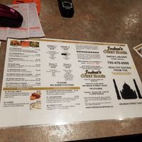 Menu at Indra's Curry House in North Bay