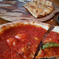 Pizza and Garlic Pizza at Arcobaleno on the Beach in Gympie