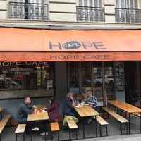 shop front, diamond in the ruff at Hope Cafe in Paris