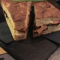 Focaccia with grilled vegetables and hummus at Affini in Turin