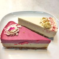 lemon cheesecake and raspberry cheesecake  at Universe Cafe - City Hall MRT in Taipei