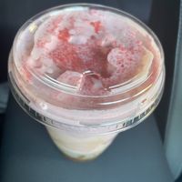 Iced oat strawberry matcha   at Bigwig Donuts in Salem