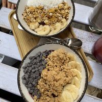 Two different açai bowls. Both amazing, but you could really taste the sugar crunch in between your teeth.  at Almalibre Acai Bar in Valencia
