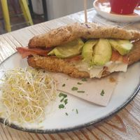 Vegan croissant with avo and v cheese at Almalibre Acai Bar in Valencia